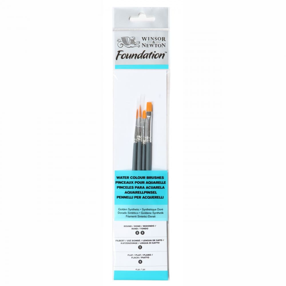 Kit Pincéis Winsor & Newton Foundation Sortidos Aquarela 4 Unidades